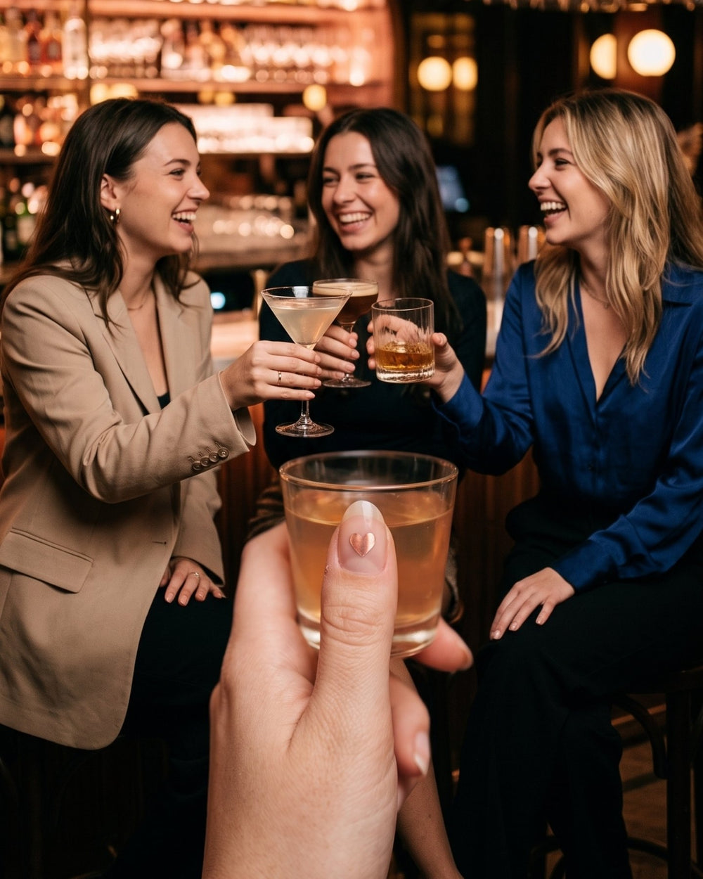 Trois amies qui trinquent dans un bar